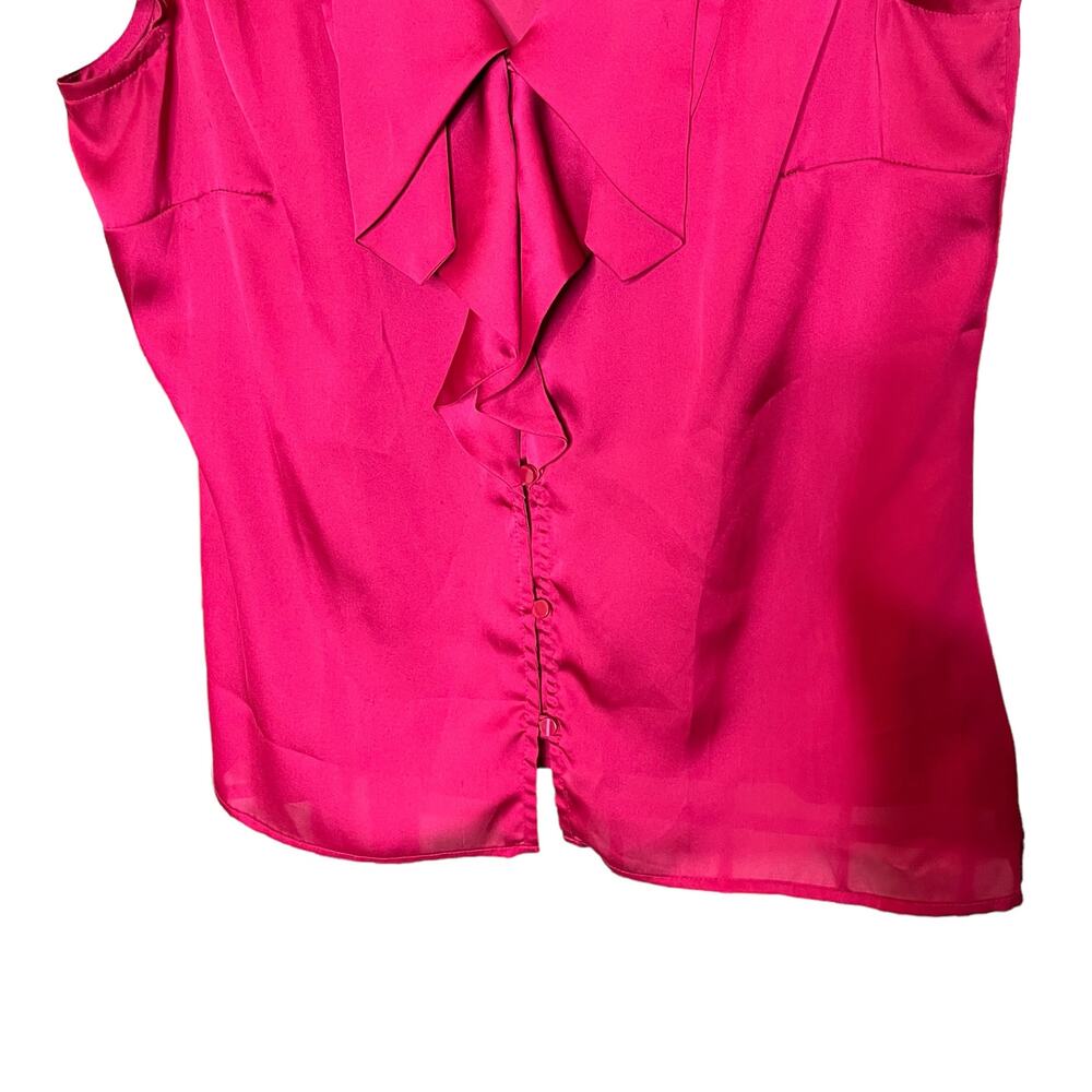 Worthington Pink Button Front Blouse Cap Sleeve Bow Petite Large - Picture 8 of 10
